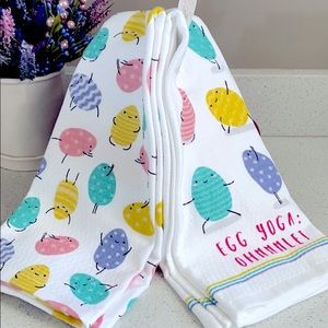🥚 2x CUTE SPRING EASTER EGG YOGA KITCHEN TOWELS